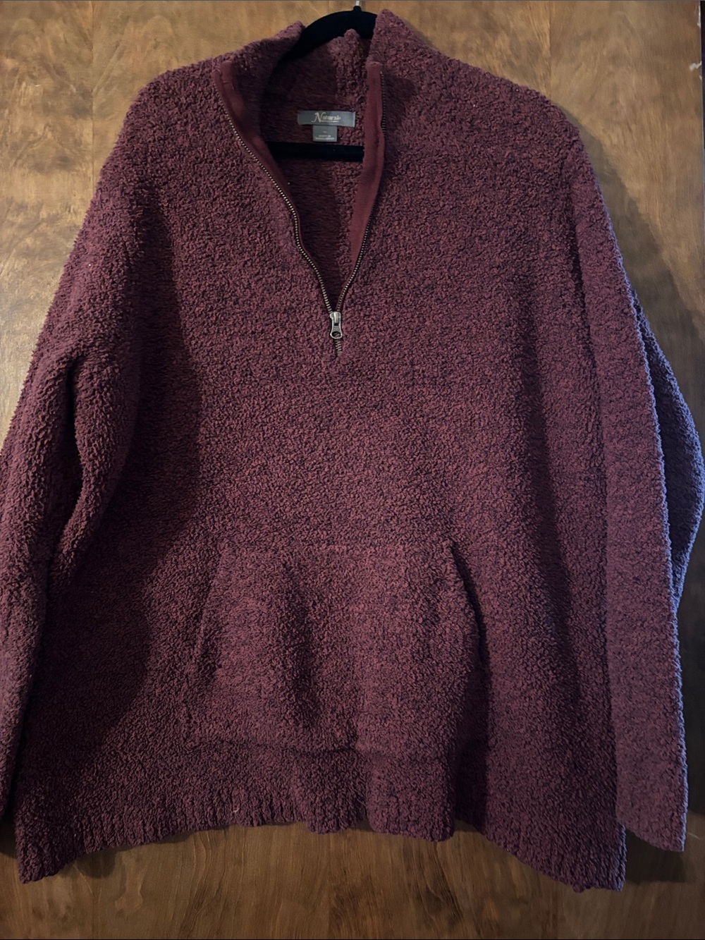 Natural Reflections Women's Burgundy Quarter-Zip Sherpa Pullover